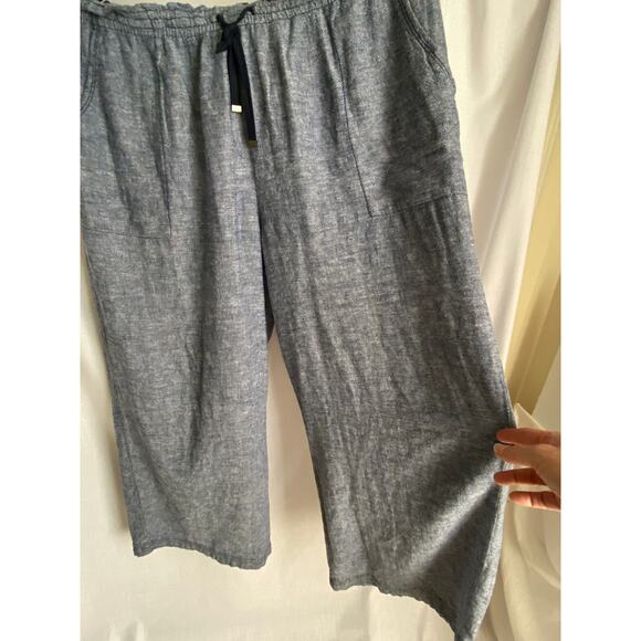 Linen and rayon chambray denim palazzo pants womens size 20 - 2XL flattering - Picture 2 of 4